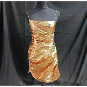 Amanda Uprichard Women's Metallic Copper Sleeveless Party Dress M Fairy